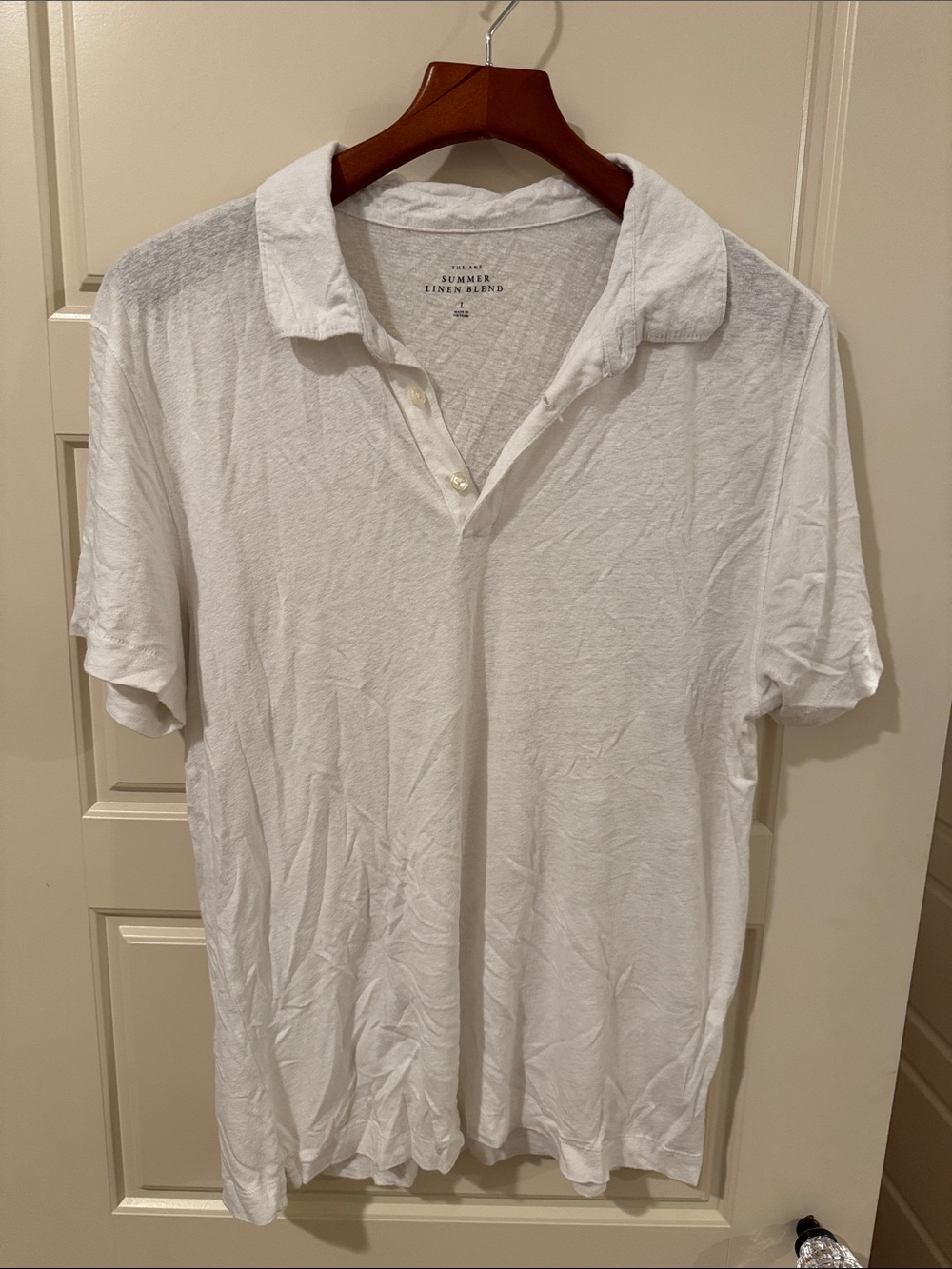 Abercrombie & Fitch White Linen-Blend Polo Shirt